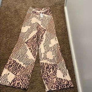 Pink leopard wide leg pant